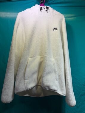Nike Cream Sherpa Pullover Hoodie with Front Pocket